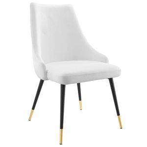 Pemberly Row 17.5&quot Tufted Performance Velvet Dining Side Chair in White