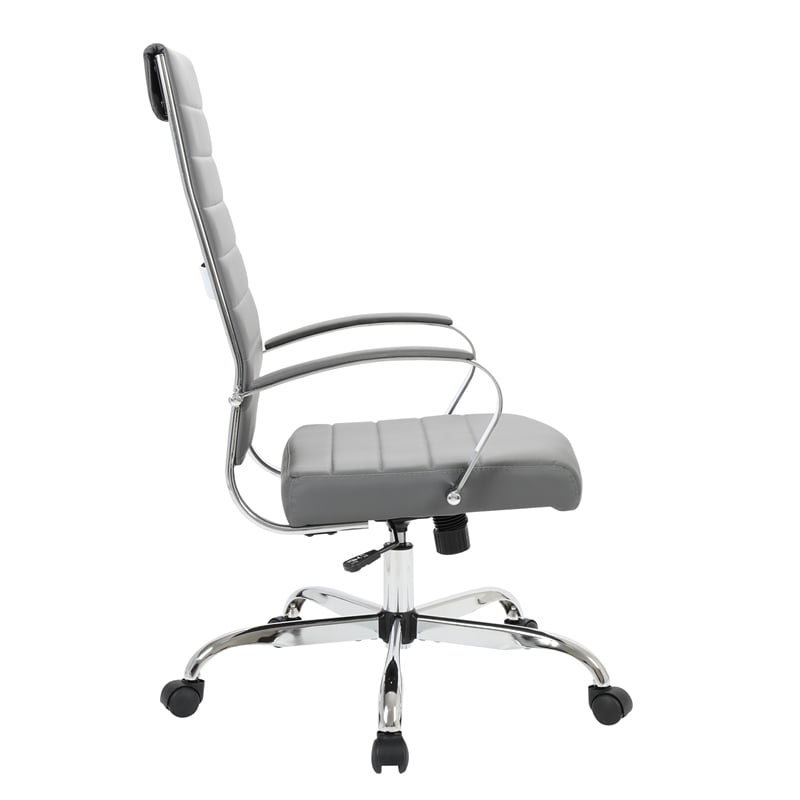 Pemberly Row High-Back Mid-Century Modern Leather Office Chair in Gray