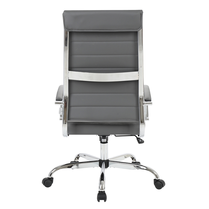 Pemberly Row High-Back Mid-Century Modern Leather Office Chair in Gray