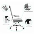 Pemberly Row High-Back Mid-Century Modern Leather Office Chair in Gray