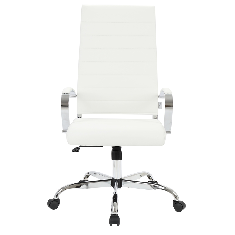 Pemberly Row High-Back Mid-Century Modern Leather Office Chair in White