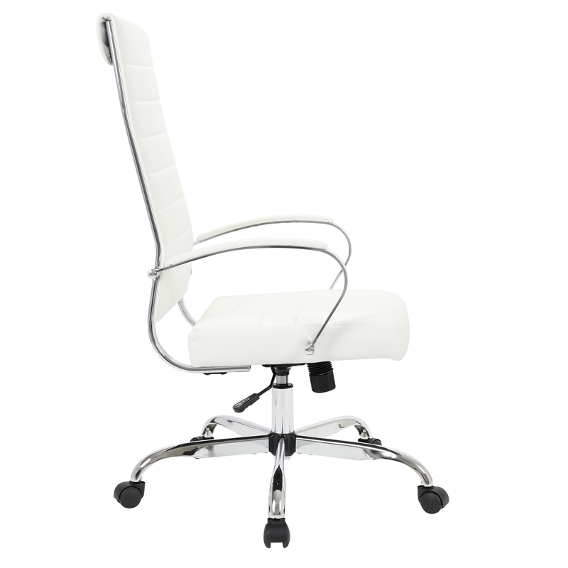 Pemberly Row High-Back Mid-Century Modern Leather Office Chair in White