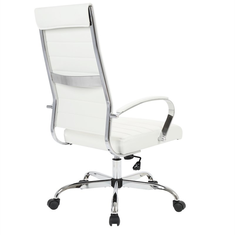 Pemberly Row High-Back Mid-Century Modern Leather Office Chair in White