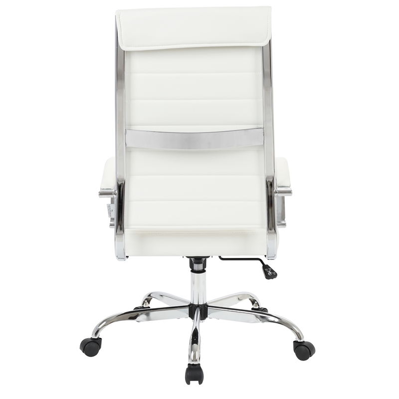 Pemberly Row High-Back Mid-Century Modern Leather Office Chair in White