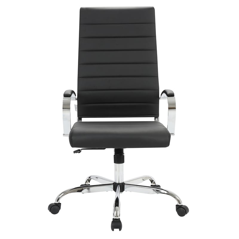 Pemberly Row High-Back Mid-Century Modern Leather Office Chair in Black