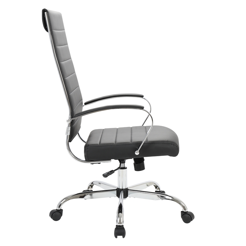 Pemberly Row High-Back Mid-Century Modern Leather Office Chair in Black