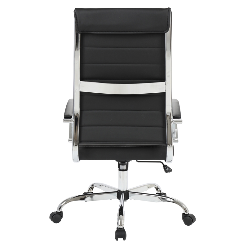 Pemberly Row High-Back Mid-Century Modern Leather Office Chair in Black