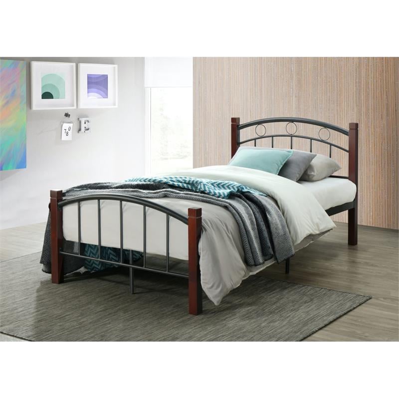 Pemberly Row Metal Platform Bed with Headboard Footboard Full Size in Black