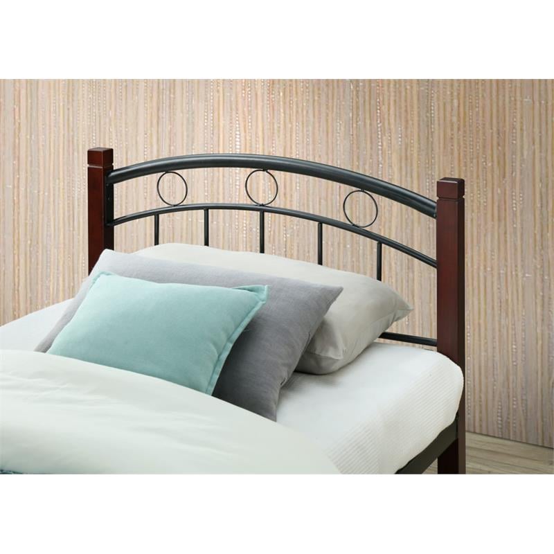 Pemberly Row Metal Platform Bed with Headboard Footboard Full Size in Black