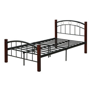 Pemberly Row Metal Platform Bed with Headboard Footboard Full Size in Black