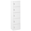 Pemberly Row 5 Shelf 5 Door Multi-Purpose Wood Bookcase in White Finish