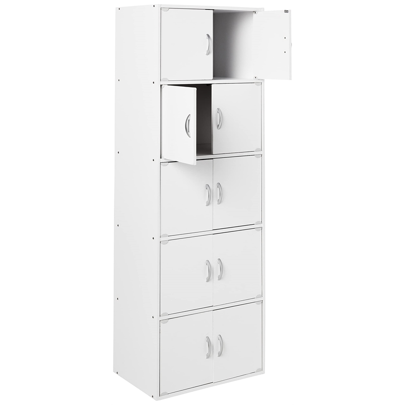 Pemberly Row 5 Shelf 10 Door Multi-Purpose Wood Bookcase in Multi-color Finish