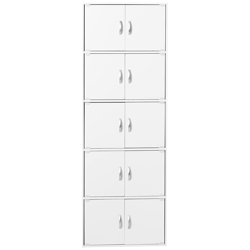 Pemberly Row 5 Shelf 10 Door Multi-Purpose Wood Bookcase in Multi-color Finish