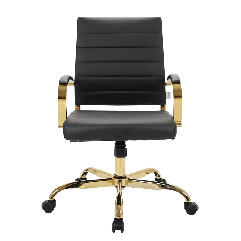 Pemberly Row Modern Adjustable Leather Office Chair in Black