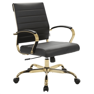 Pemberly Row Modern Adjustable Leather Office Chair in Black