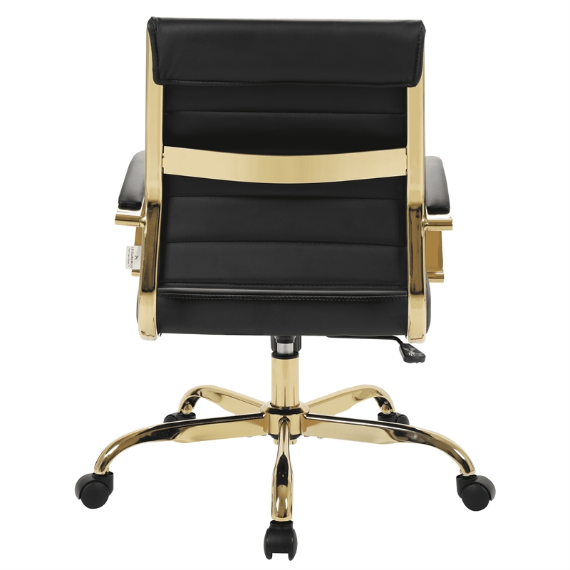 Pemberly Row Modern Adjustable Leather Office Chair in Black