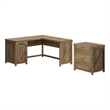 Pemberly Row 60W L Shaped Desk with File Cabinet in Reclaimed Pine