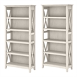 Pemberly Row 5 Shelf Bookcase Set of 2 in Linen White Oak - Engineered Wood