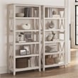Pemberly Row 5 Shelf Bookcase Set of 2 in Linen White Oak - Engineered Wood