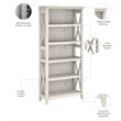 Pemberly Row 5 Shelf Bookcase Set of 2 in Linen White Oak - Engineered Wood