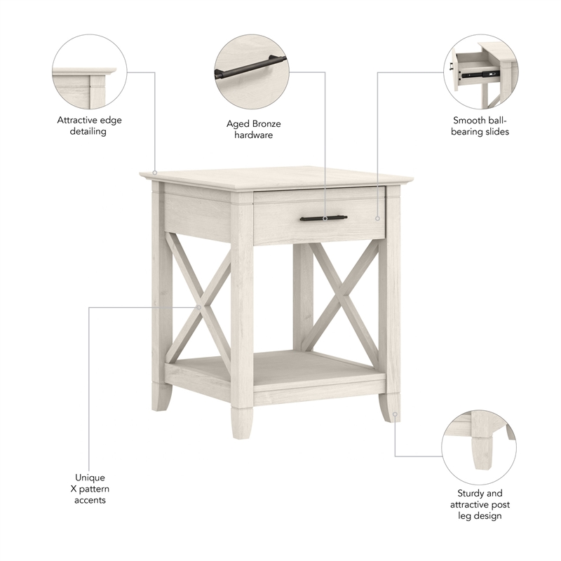 Pemberly Row End Table with Storage in Linen White Oak - Engineered Wood