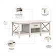 Pemberly Row Coffee Table with Storage in Linen White Oak - Engineered Wood