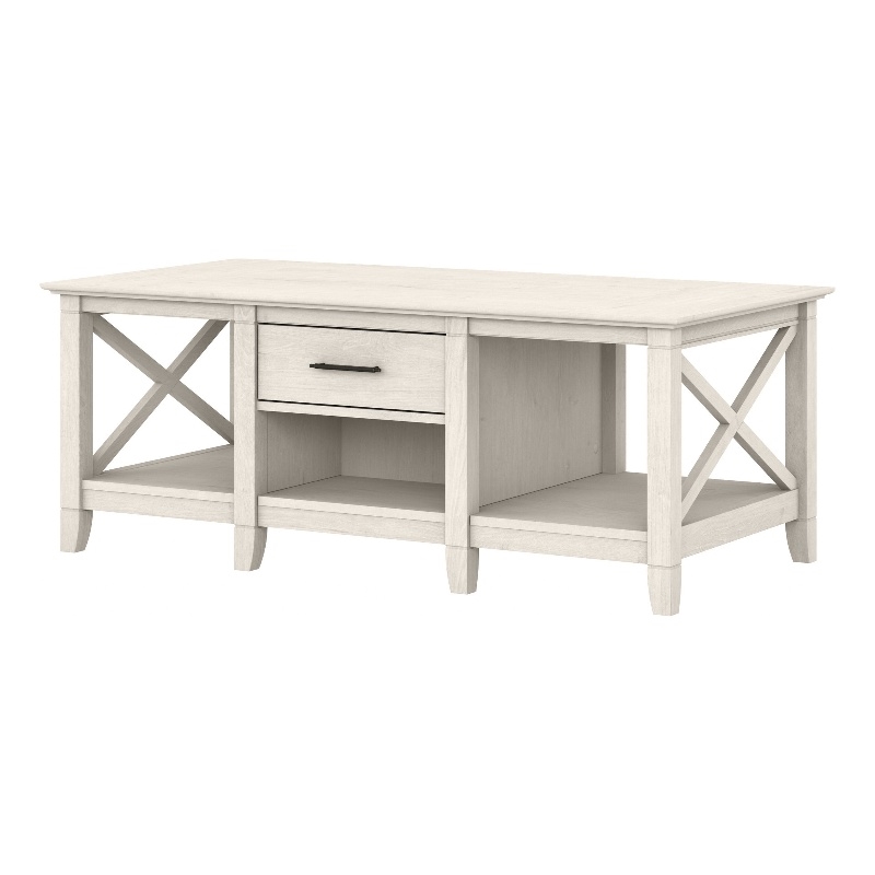 Pemberly Row Coffee Table with Storage in Linen White Oak - Engineered Wood