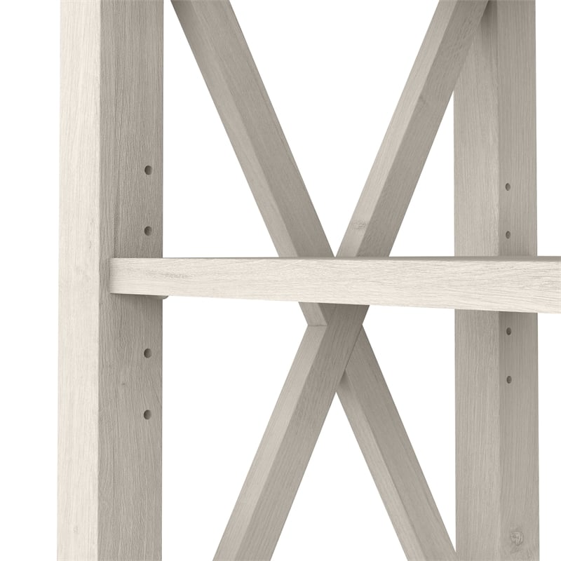 Pemberly Row Wood Console Table with Drawers and Shelves in Linen White