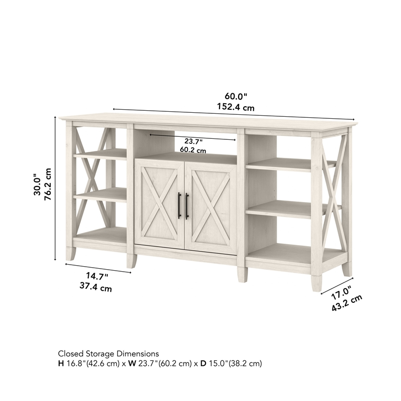 Pemberly Row Tall TV Stand for 65 Inch TV in Linen White Oak - Engineered Wood