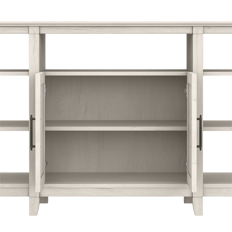 Pemberly Row Tall TV Stand for 65 Inch TV in Linen White Oak - Engineered Wood