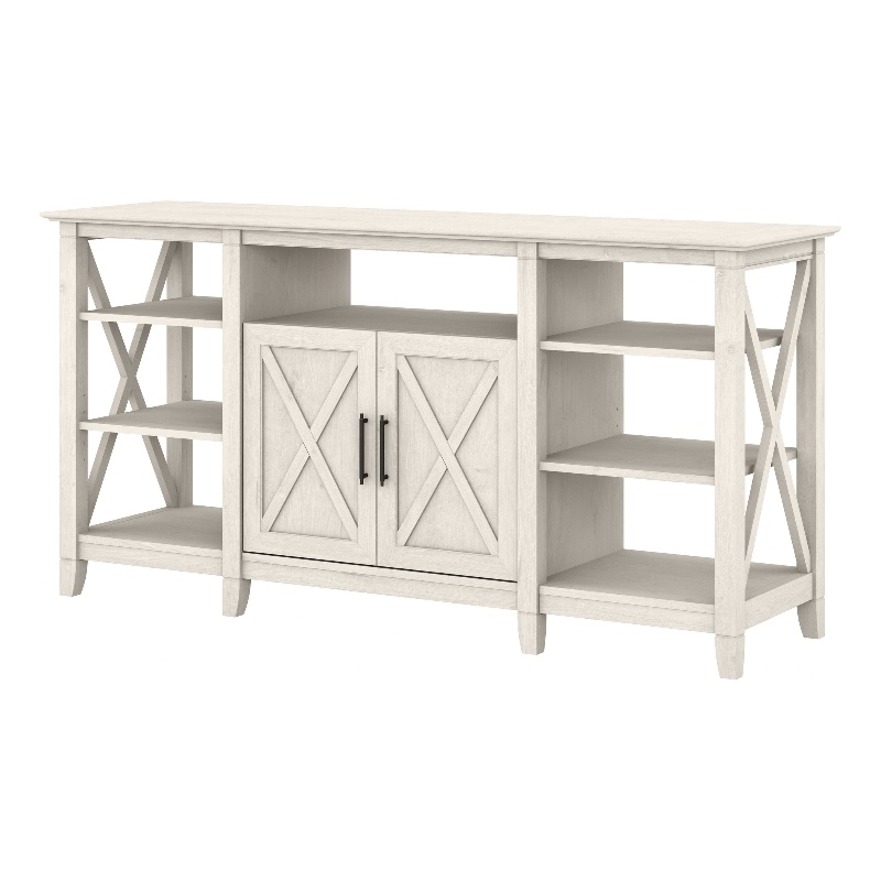 Pemberly Row Tall TV Stand for 65 Inch TV in Linen White Oak - Engineered Wood