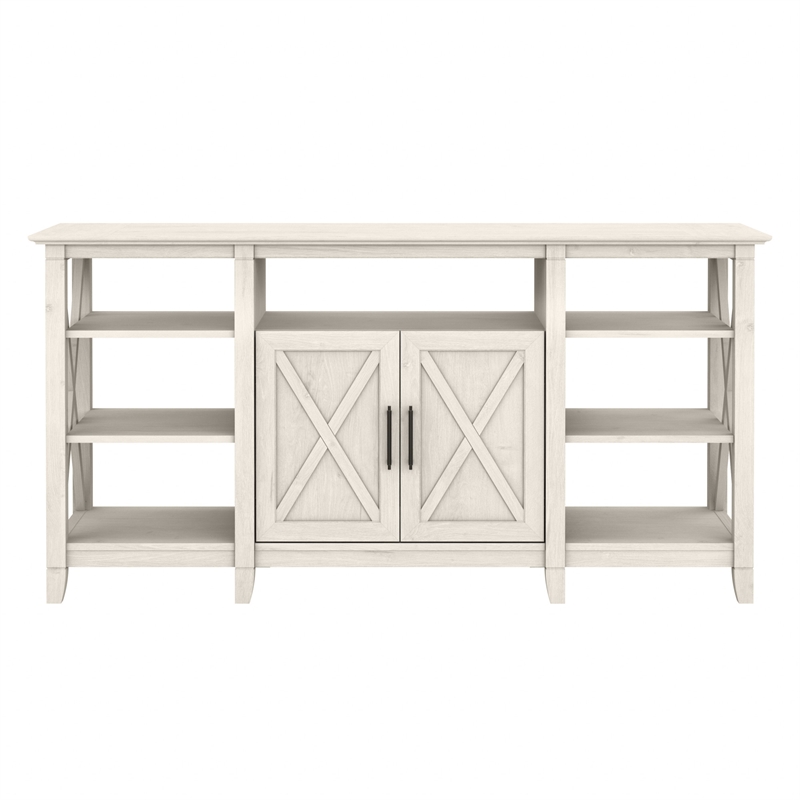 Pemberly Row Tall TV Stand for 65 Inch TV in Linen White Oak - Engineered Wood