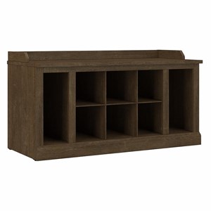 Pemberly Row 40W Shoe Storage Bench with Shelves in Ash Brown - Engineered Wood