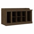 Pemberly Row 40W Shoe Storage Bench with Shelves in Ash Brown - Engineered Wood