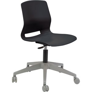Pemberly Row 5 Leg Base Plastic Office Swivel Chair in Black