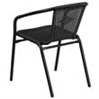 Pemberly Row Stackable Rattan Curved Back Dining Chair in Black (Set of 2)