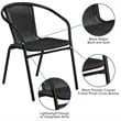 Pemberly Row Stackable Rattan Curved Back Dining Chair in Black (Set of 2)