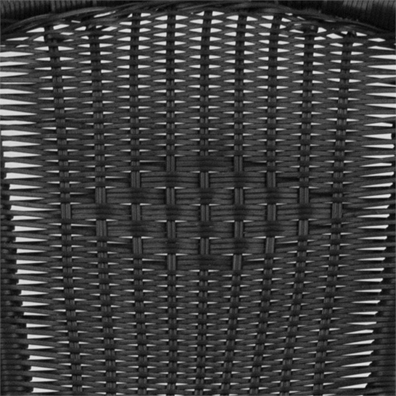 Pemberly Row Stackable Rattan Curved Back Dining Chair in Black (Set of 2)