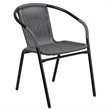 Pemberly Row Stackable Rattan Curved Back Dining Arm Chair in Gray (Set of 2)
