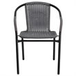 Pemberly Row Stackable Rattan Curved Back Dining Arm Chair in Gray (Set of 2)