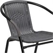 Pemberly Row Stackable Rattan Curved Back Dining Arm Chair in Gray (Set of 2)
