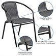 Pemberly Row Stackable Rattan Curved Back Dining Arm Chair in Gray (Set of 2)