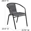 Pemberly Row Stackable Rattan Curved Back Dining Arm Chair in Gray (Set of 2)
