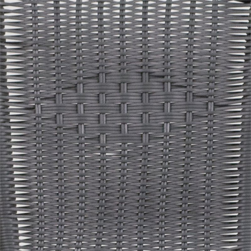 Pemberly Row Stackable Rattan Curved Back Dining Arm Chair in Gray (Set of 2)