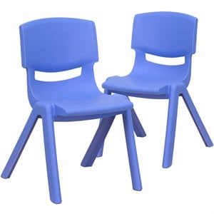 Pemberly Row 12&quot Plastic Stackable Preschool Chair in Blue (Set of 2)
