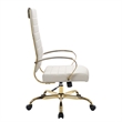 Pemberly Row High-Back Leather Office Chair With Gold Frame in Tan