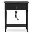 Pemberly Row Coastal Notions Wood Nightstand with AC / USB Charger in Black