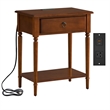 Pemberly Row Coastal Notions Wood Nightstand with AC / USB Charger in Oak