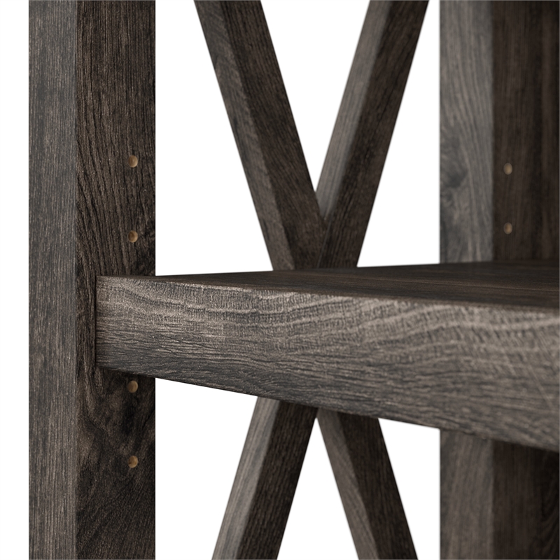 Pemberly Row 5 Shelf Bookcase Set in Dark Gray Hickory - Engineered Wood
