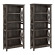 Pemberly Row 5 Shelf Bookcase Set in Dark Gray Hickory - Engineered Wood